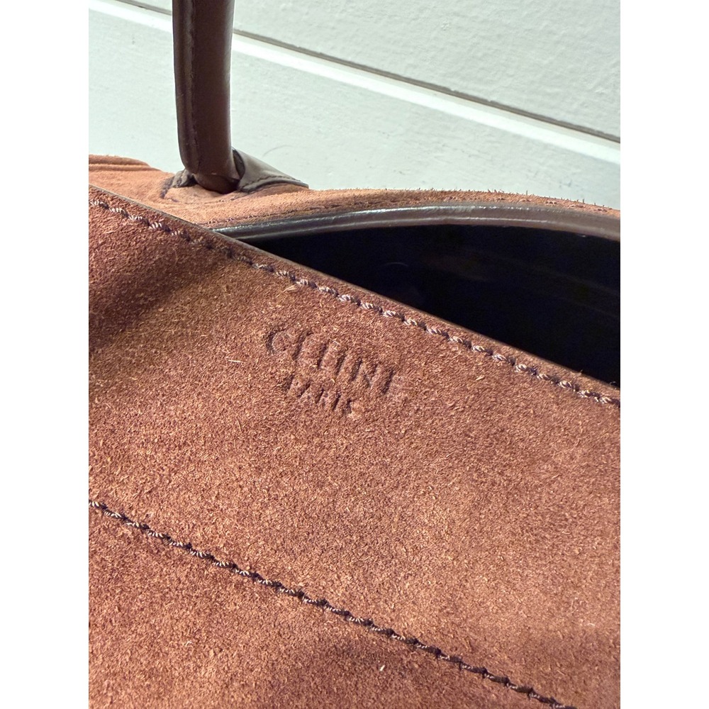 Celine Phantom Luggage Tote Bag Brown Suede Leather Large Handbag - Picture 9 of 11